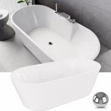 HD Vision White 170x78 ovális térben álló akril kád fényes króm click-clack leeresztővel