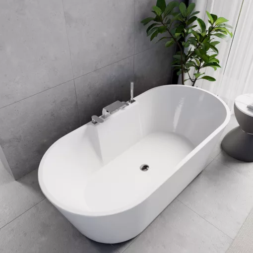 HD Vision White 170x78 ovális térben álló akril kád fényes króm click-clack leeresztővel