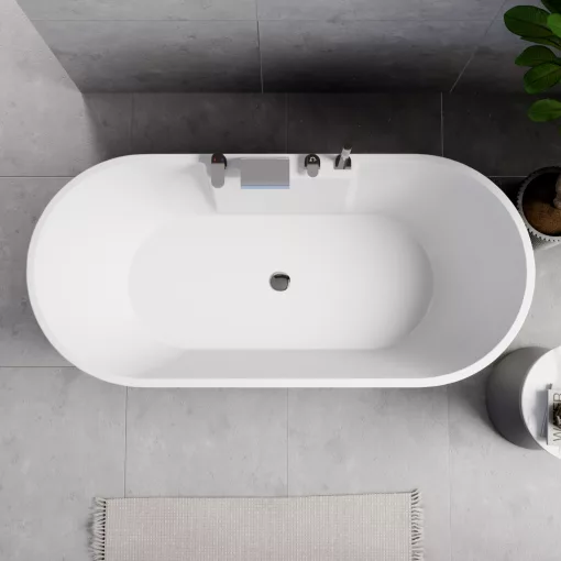 HD Vision White 170x78 ovális térben álló akril kád fényes króm click-clack leeresztővel