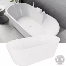 HD Vision White 170x78 ovális térben álló akril kád fényes fehér click-clack leeresztővel