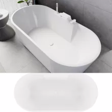 HD Vision White 170x78 ovális térben álló akril kád fényes fehér click-clack leeresztővel