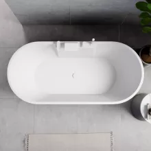 HD Vision White 170x78 ovális térben álló akril kád fényes fehér click-clack leeresztővel