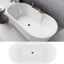 HD Vision White 170x78 ovális térben álló akril kád rózsa arany click-clack leeresztővel