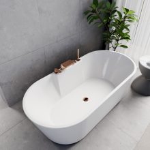 HD Vision White 170x78 ovális térben álló akril kád rózsa arany click-clack leeresztővel