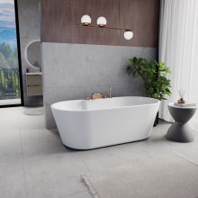 HD Vision White 170x78 ovális térben álló akril kád rózsa arany click-clack leeresztővel