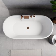 HD Vision White 170x78 ovális térben álló akril kád rózsa arany click-clack leeresztővel