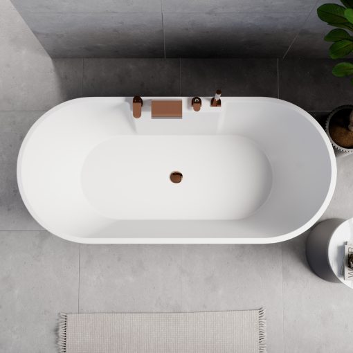 HD Vision White 170x78 ovális térben álló akril kád rózsa arany click-clack leeresztővel