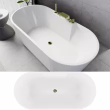 HD Vision White 170x78 ovális térben álló akril kád fényes arany click-clack leeresztővel