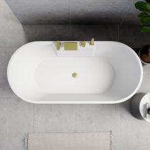 HD Vision White 170x78 ovális térben álló akril kád szálcsiszolt arany click-clack leeresztővel