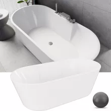 HD Vision White 170x78 ovális térben álló akril kád szürke click-clack leeresztővel
