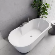 HD Vision White 170x78 ovális térben álló akril kád szürke click-clack leeresztővel