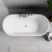 HD Vision White 170x78 ovális térben álló akril kád szürke click-clack leeresztővel