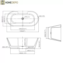 HD Vision White 170x78 ovális térben álló akril kád szürke click-clack leeresztővel