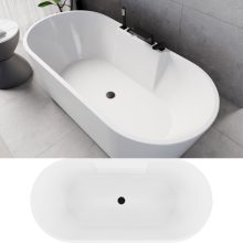 HD Vision White 170x78 ovális térben álló akril kád matt fekete click-clack leeresztővel