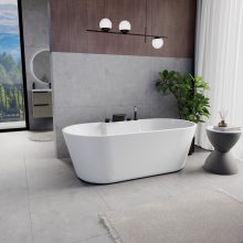 HD Vision White 170x78 ovális térben álló akril kád matt fekete click-clack leeresztővel