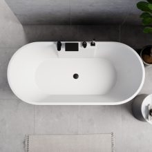 HD Vision White 170x78 ovális térben álló akril kád matt fekete click-clack leeresztővel