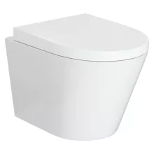 HD Madrid Glossy White perem nélküli mély öblítésű íves fali WC compact "A" tetővel és fényes króm zsanérral