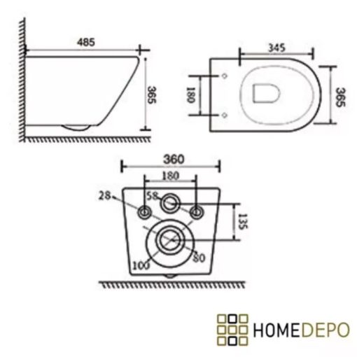 HD Madrid Glossy White perem nélküli mély öblítésű íves fali WC slim "A" tetővel és fényes króm zsanérral