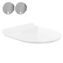 HD Madrid Glossy White perem nélküli mély öblítésű íves fali WC slim "F" tetővel és fényes króm zsanérral