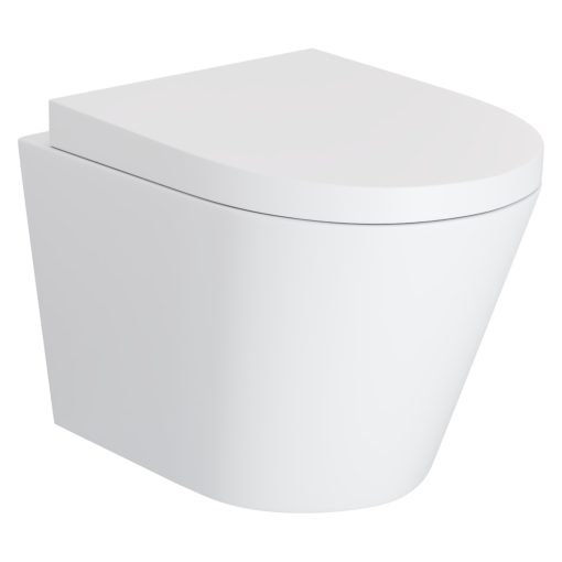 HD Madrid Matt White perem nélküli mély öblítésű íves fali WC compact "A" tetővel és matt fehér zsanérral