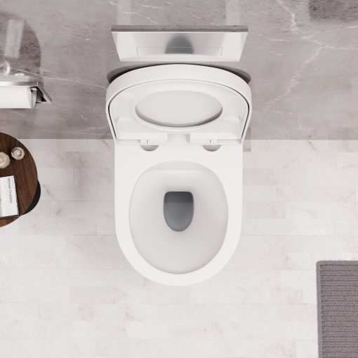 HD Madrid Matt White perem nélküli mély öblítésű íves fali WC compact "A" tetővel és matt fehér zsanérral