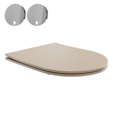 HD Madrid Matt Cappucino perem nélküli mély öblítésű íves fali WC slim "P" tetővel és fényes króm zsanérral