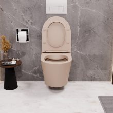 HD Madrid Matt Cappucino perem nélküli mély öblítésű íves fali WC tető nélkül