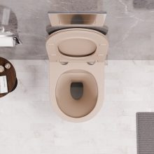 HD Madrid Matt Cappucino perem nélküli mély öblítésű íves fali WC tető nélkül