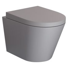 HD Madrid Matt Grey perem nélküli mély öblítésű íves fali WC compact "A" tetővel és fényes króm zsanérral