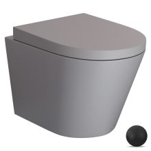 HD Madrid Matt Grey perem nélküli mély öblítésű íves fali WC compact "A" tetővel és matt fekete zsanérral
