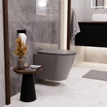 HD Madrid Matt Grey perem nélküli mély öblítésű íves fali WC tető nélkül