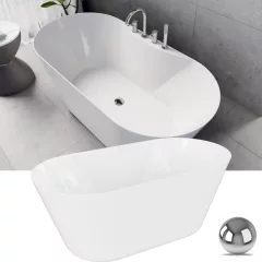   HD Mood White 150/160/170 cm hosszú ovális térben álló akril kád fényes króm click-clack leeresztővel