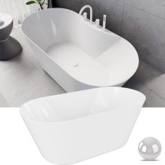   HD Mood White 150/160/170 cm hosszú ovális térben álló akril kád fényes fehér click-clack leeresztővel