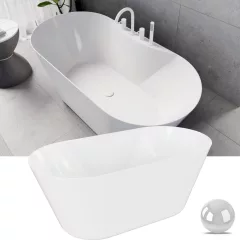   HD Mood White 150/160/170 cm hosszú ovális térben álló akril kád fényes fehér click-clack leeresztővel