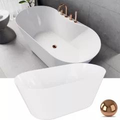   HD Mood White 150/160/170 cm hosszú ovális térben álló akril kád rózsa arany click-clack leeresztővel