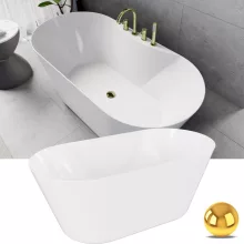 HD Mood White 150/160/170 cm hosszú ovális térben álló akril kád fényes arany click-clack leeresztővel