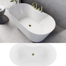 HD Mood White 150/160/170 cm hosszú ovális térben álló akril kád fényes arany click-clack leeresztővel