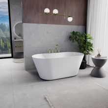 HD Mood White 150/160/170 cm hosszú ovális térben álló akril kád fényes arany click-clack leeresztővel