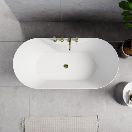 HD Mood White 150/160/170 cm hosszú ovális térben álló akril kád fényes arany click-clack leeresztővel