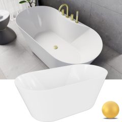   HD Mood White 150/160/170 cm hosszú ovális térben álló akril kád szálcsiszolt arany click-clack leeresztővel