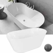 HD Mood White 150/160/170 cm hosszú ovális térben álló akril kád szürke click-clack leeresztővel