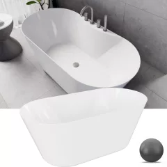   HD Mood White 150/160/170 cm hosszú ovális térben álló akril kád szürke click-clack leeresztővel