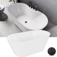   HD Mood White 150/160/170 cm hosszú ovális térben álló akril kád matt fekete click-clack leeresztővel