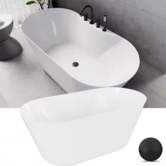   HD Mood White 150/160/170 cm hosszú ovális térben álló akril kád matt fekete click-clack leeresztővel