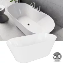 HD Mood White 160x70 ovális térben álló akril kád fényes króm click-clack leeresztővel