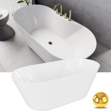 HD Mood White 160x70 ovális térben álló akril kád fényes arany click-clack leeresztővel