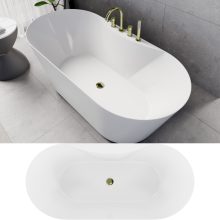 HD Mood White 160x70 ovális térben álló akril kád fényes arany click-clack leeresztővel