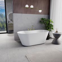 HD Mood White 160x70 ovális térben álló akril kád fényes arany click-clack leeresztővel