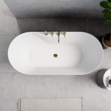 HD Mood White 160x70 ovális térben álló akril kád fényes arany click-clack leeresztővel