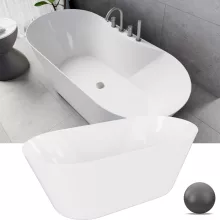 HD Mood White 160x70 ovális térben álló akril kád szürke click-clack leeresztővel